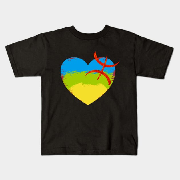 Amazigh Hart Flag - Berber Flag Hart Kids T-Shirt by Art Studio